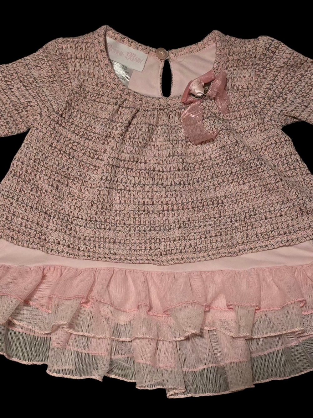 Pink Smocked Ruffle Baby Sweater